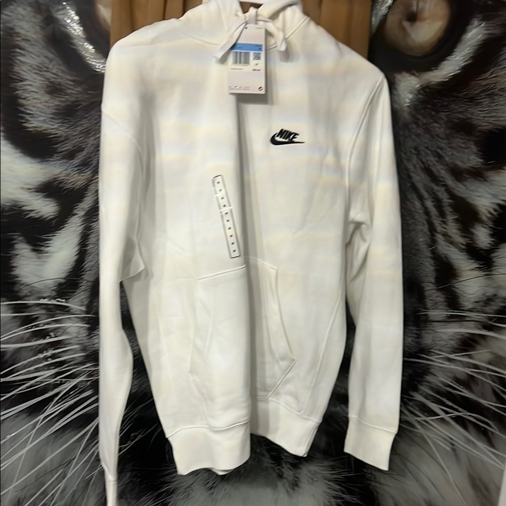 Nike White and Black Logo Hoodie